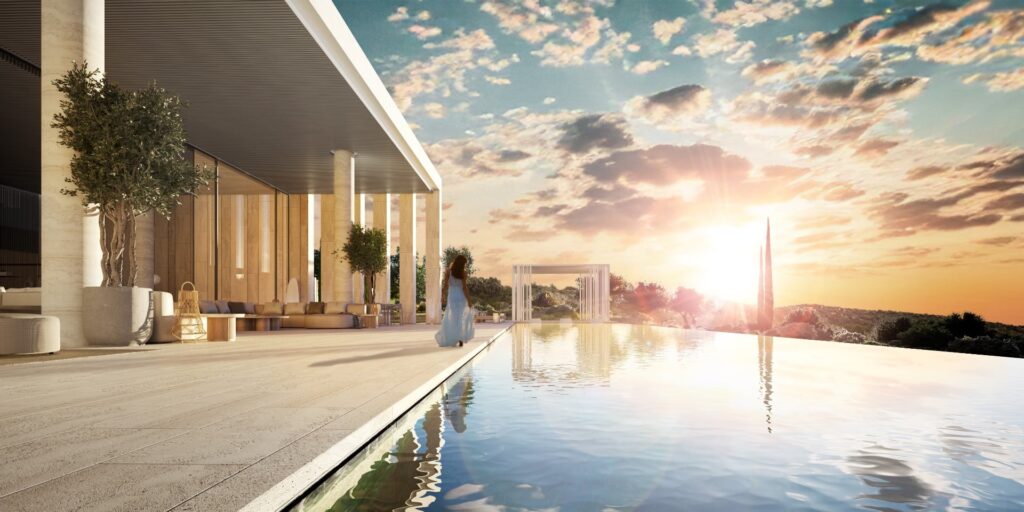 Modern open-plan living space with seamless indoor-outdoor transition and premium finishes.