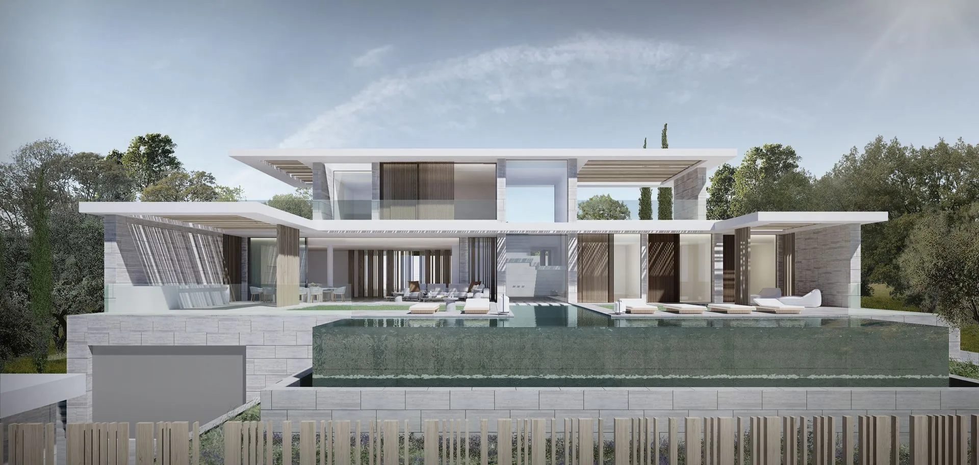 Architectural masterpiece by ARK Architects featuring a seamless transition between the indoor living area and the infinity pool at Altos de Valderrama.