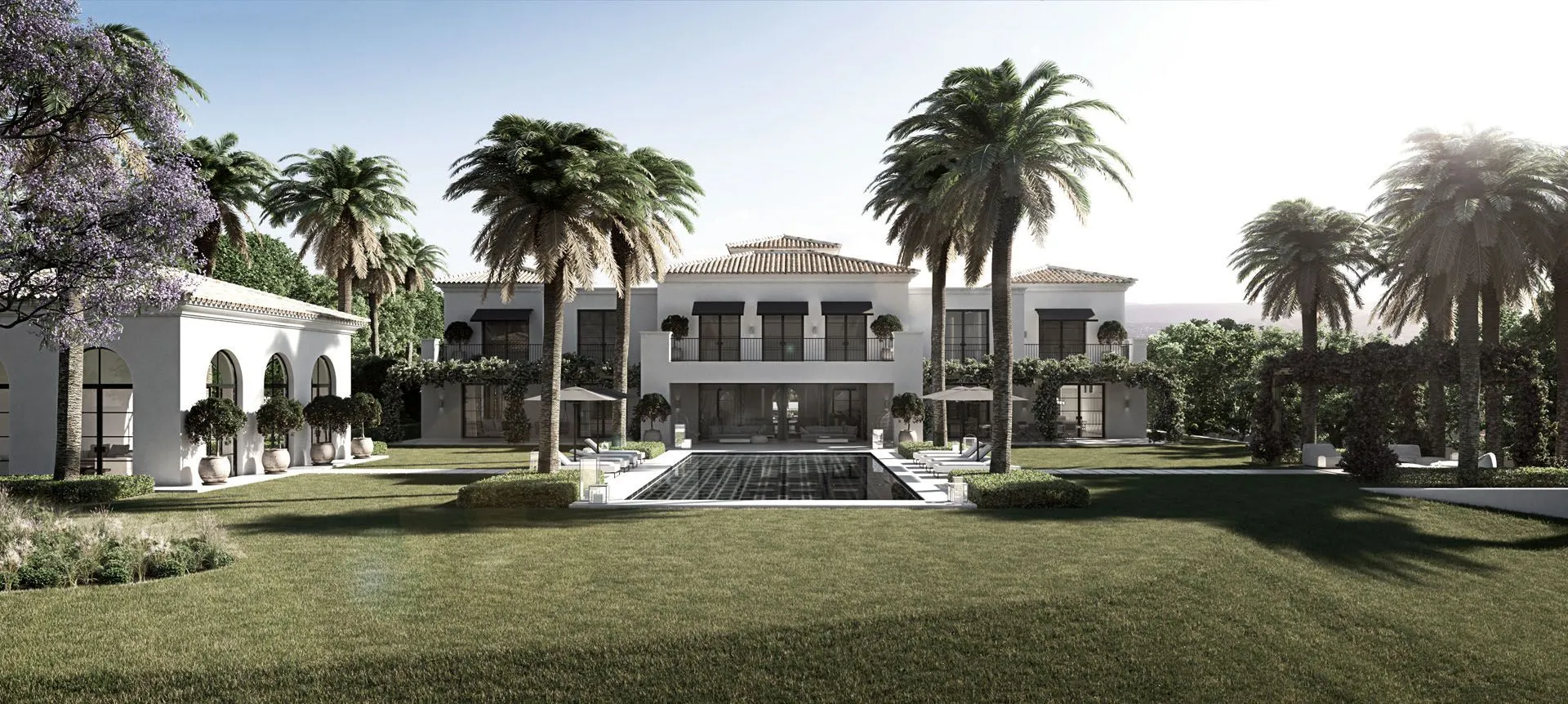Front elevation of Villa Portugal, an architectural masterpiece by ARK Architects featuring clean lines and symmetry.