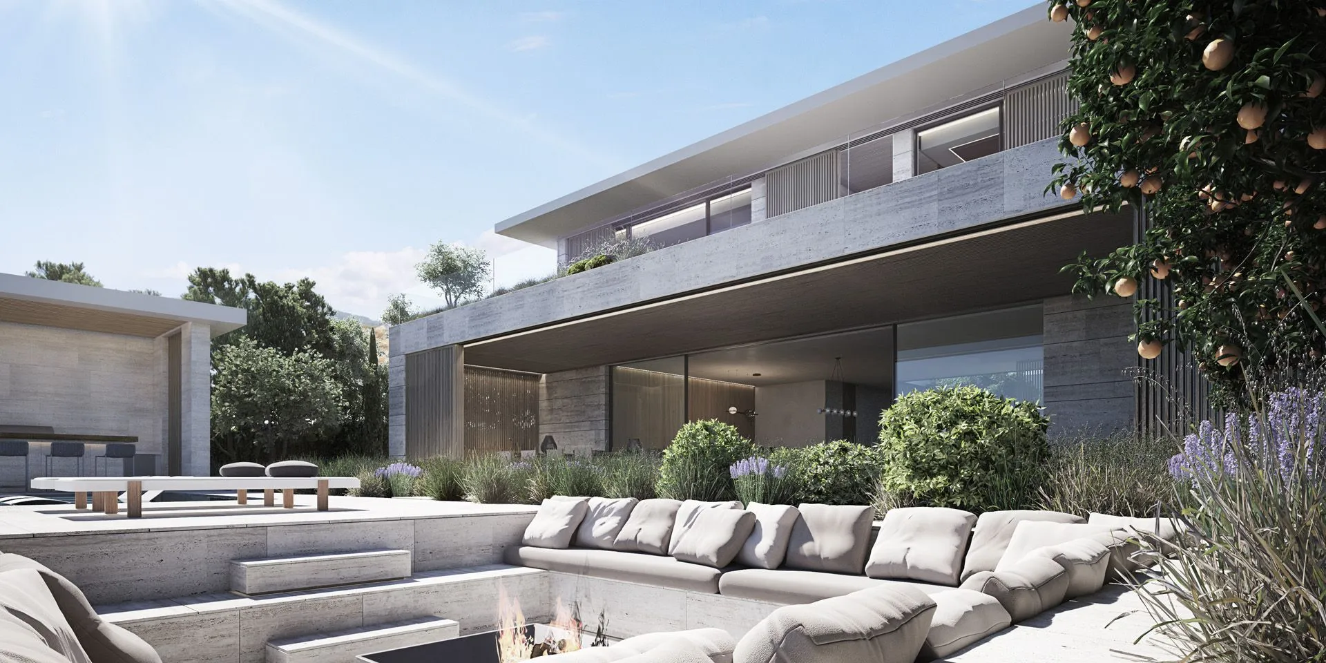 Expansive outdoor terrace designed by Manuel Ruiz Moriche with premium lounge furniture.