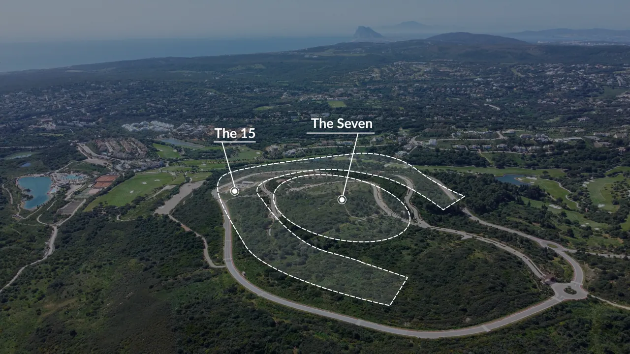 Aerial view of La Gran Reserva in Sotogrande, showing the residential developments The Seven and The Fifteen